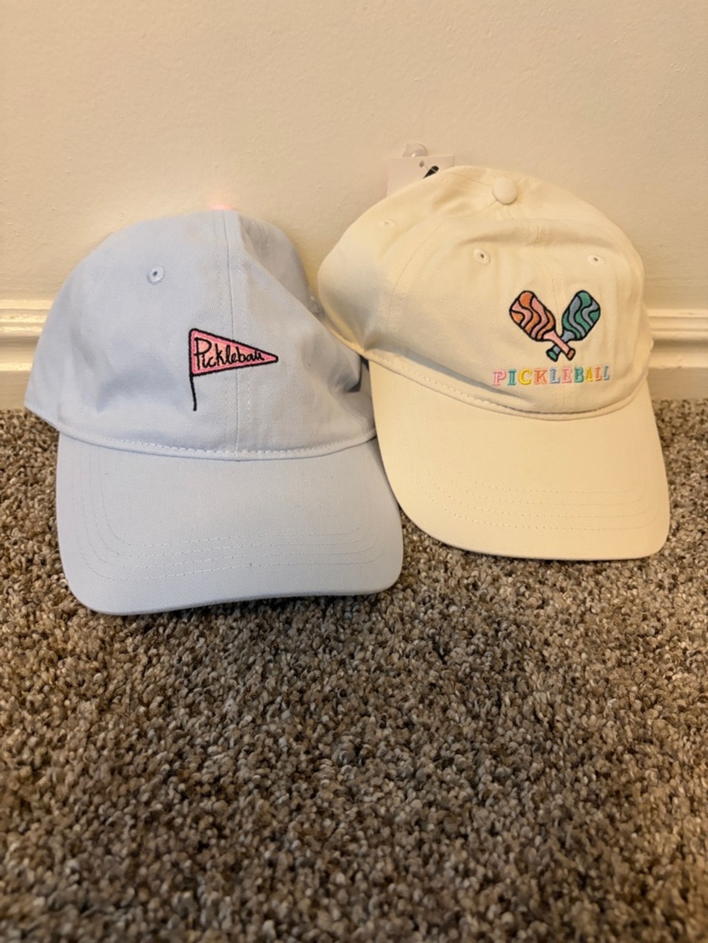 Casual Pickleball Graphic Baseball Cap - Light Blue & Cream